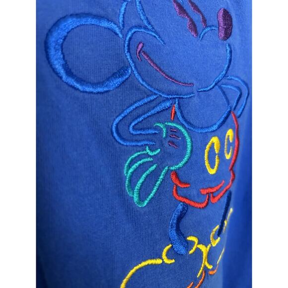 Vtg 90s Disney Embroidered Mickey Mouse Blue T-shirt Size Large Mickey Inc - Picture 6 of 6
